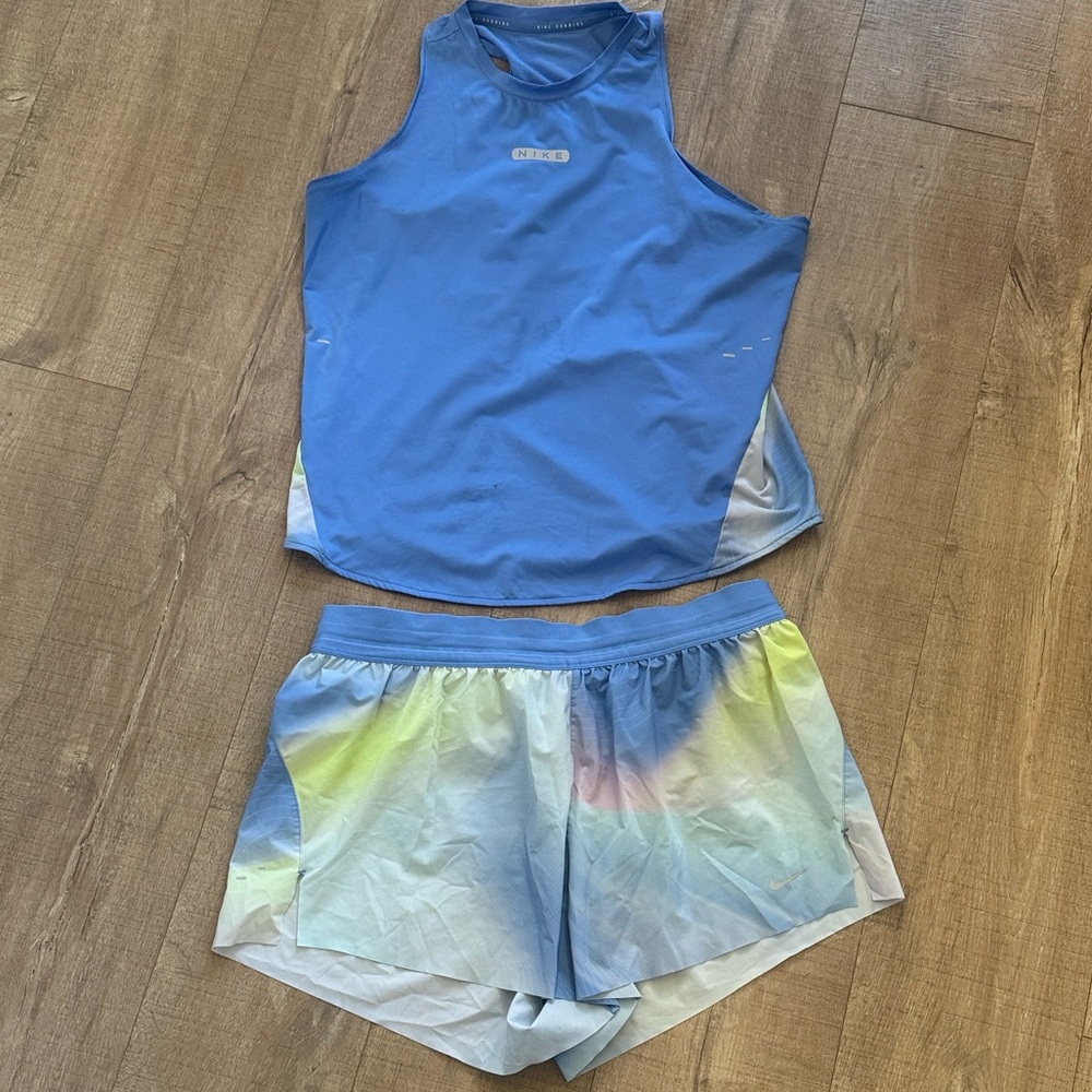 Women’s Nike dri fit tank top and brief lined shorts